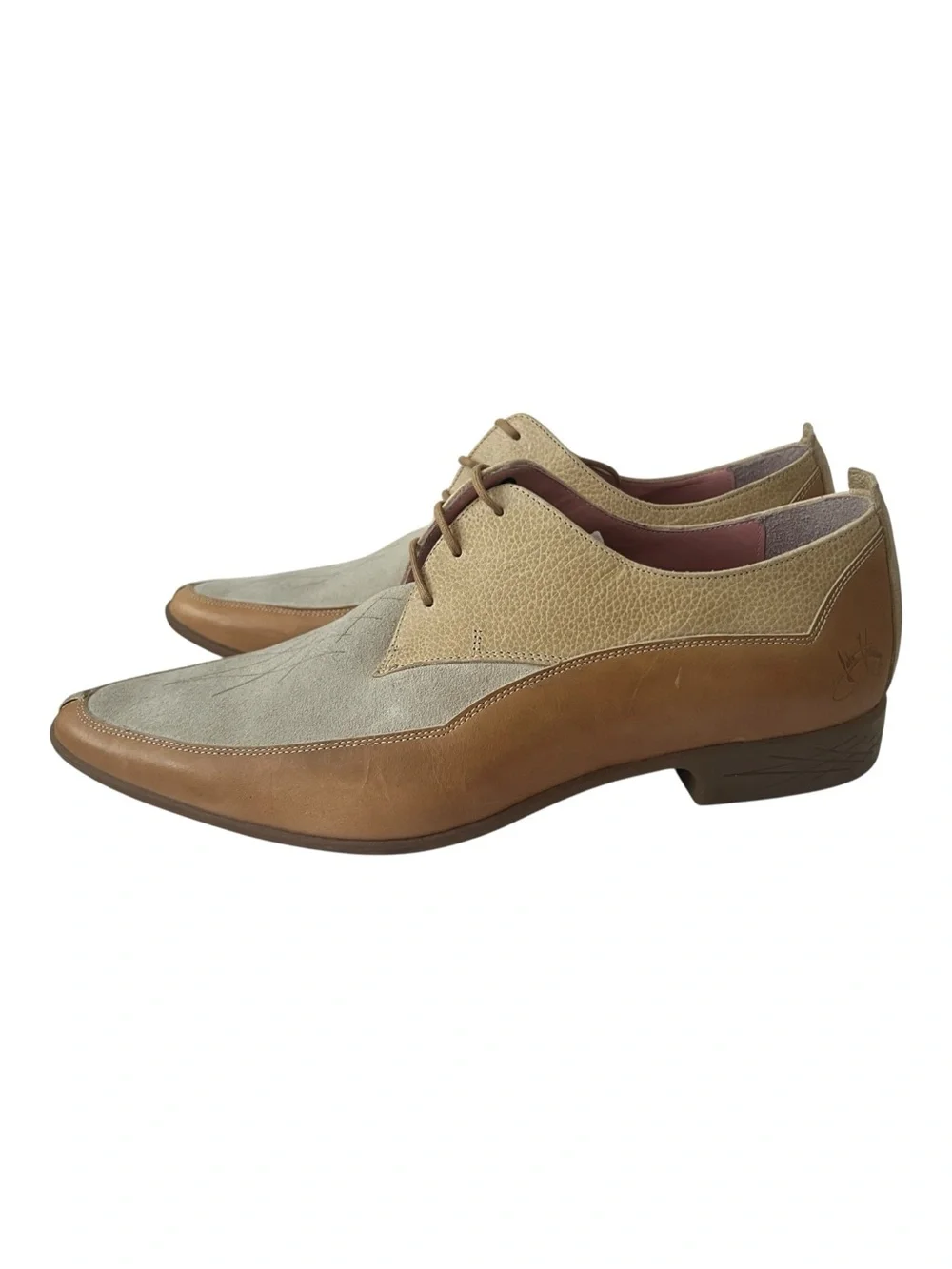 John Fluevog James Dean Tan With Beige Combo Shoes Size 11